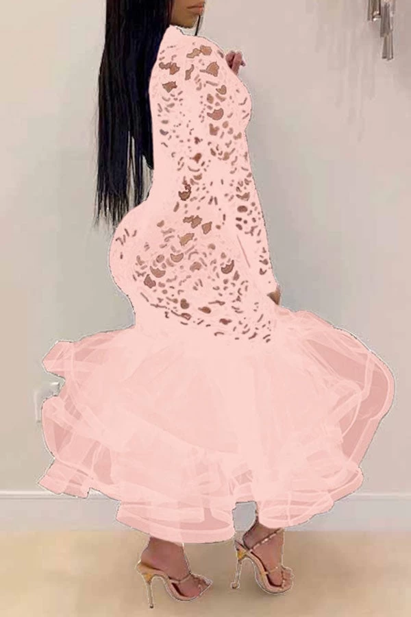 Floral Lace Elegant See-Through Midi Dress - Image 6