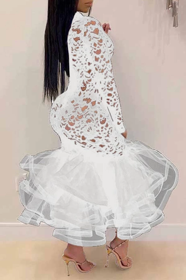 Floral Lace Elegant See-Through Midi Dress - Image 10