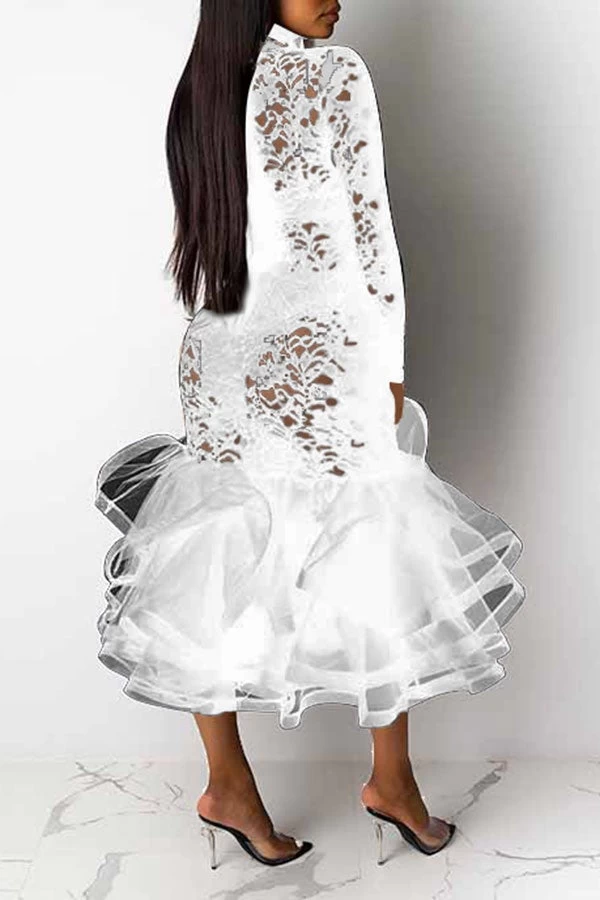 Floral Lace Elegant See-Through Midi Dress - Image 12