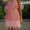 Feather&Sequined Sweet Mini Dress