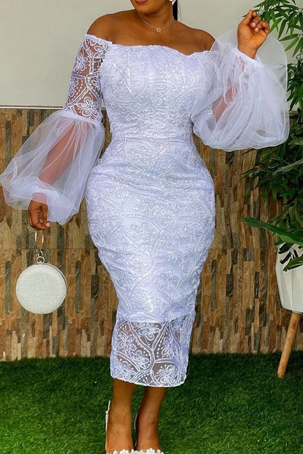 Lace Elegant Off Shoulder Midi Dress