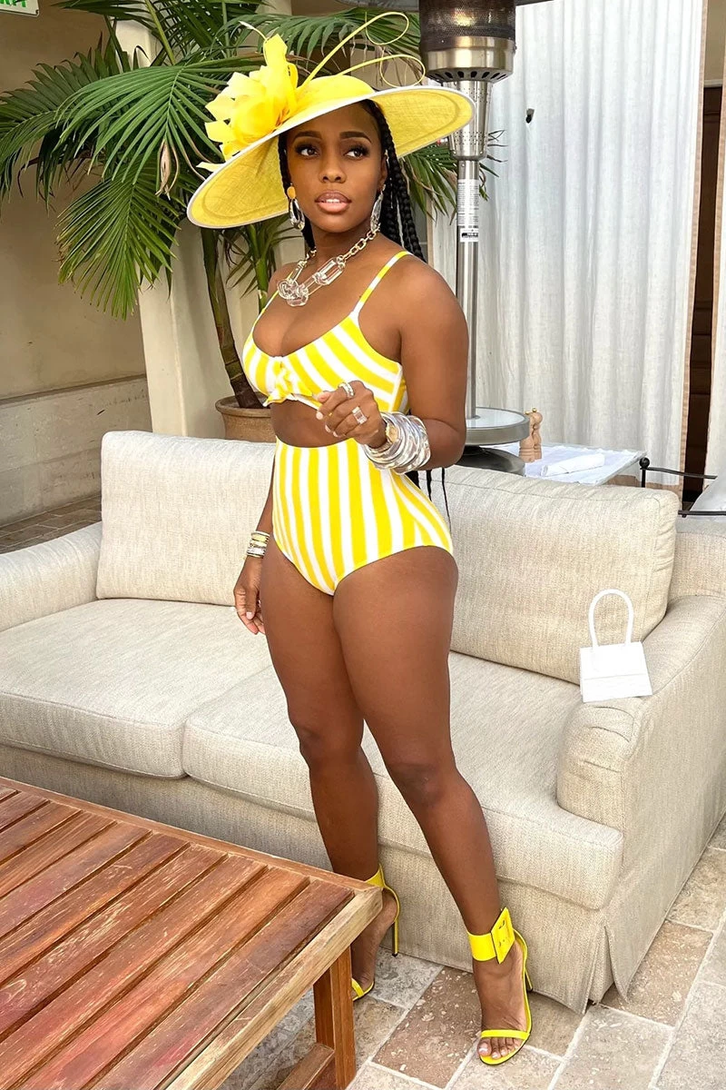 Color Block Striped Smart Cutout One Piece Swimwear