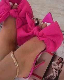Big Bowknot Sweet Pointed Toe Sandals