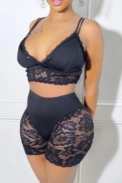 Lace Flirty See-Through Bodycon Pant Suit