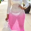 Gradient Fishnet Pretty See-Through Dress Beachwear