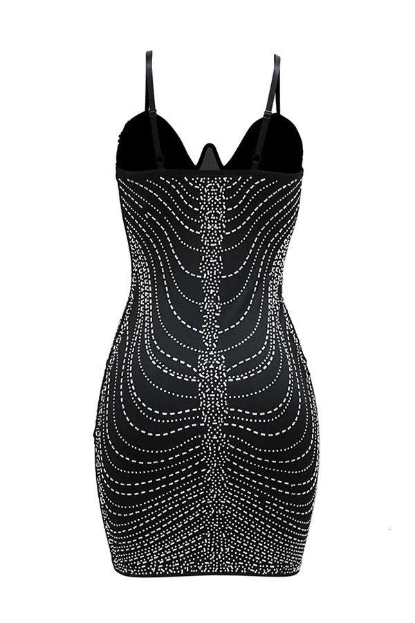 Rhinestone Tassel Hot Spaghetti Strap Mini Dress - Image 4