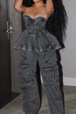 Cool Ruffle Bandeau Patch Pocket Top & Bottoms (Sold Separately)