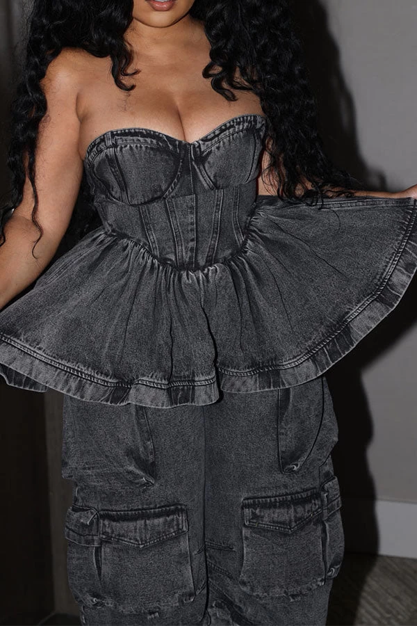 Cool Ruffle Bandeau Patch Pocket Top & Bottoms (Sold Separately) - Image 3