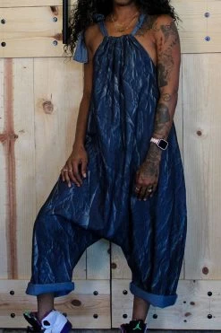 Blue Boyish Backless Denim Jumpsuit