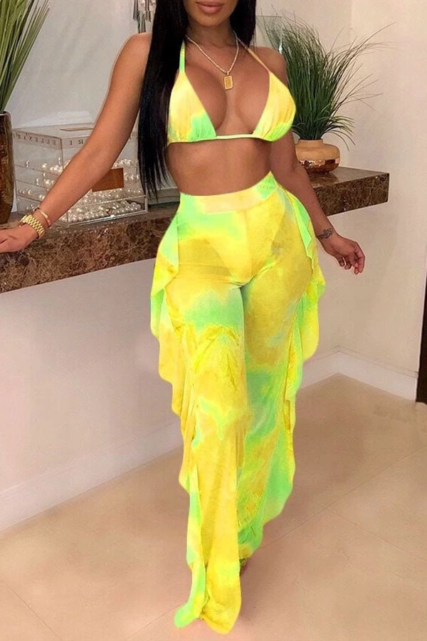 Butterfly Print Mesh Elegant High Waist Bikini & Pants - Image 12