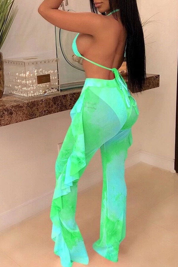 Butterfly Print Mesh Elegant High Waist Bikini & Pants - Image 9