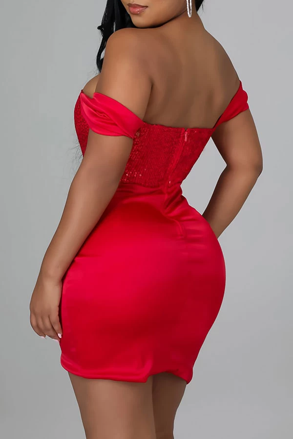 Sequined Bandeau Glamorous Wrap Ruched Mini Dress - Image 4