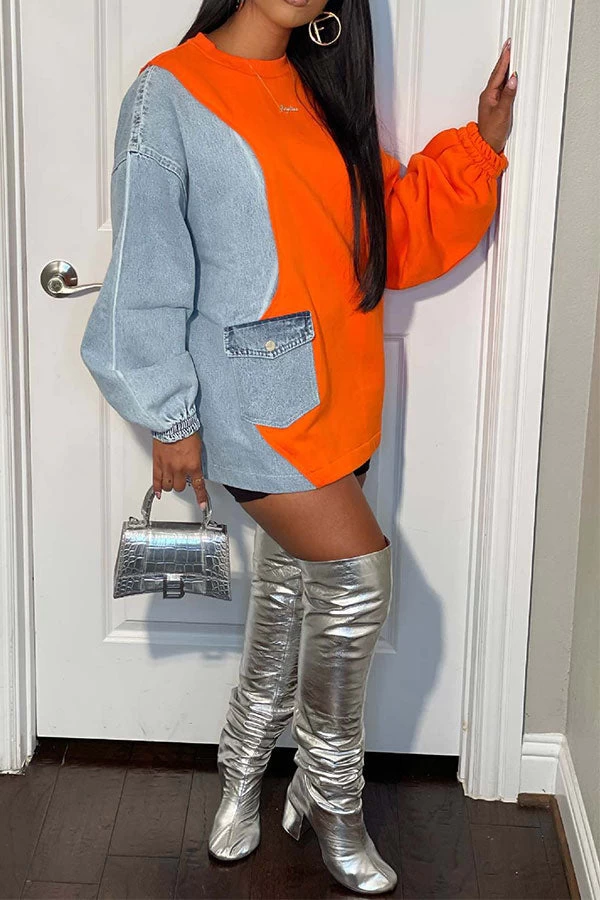 Denim Patchwork Undeniable Mini Dress - Image 3