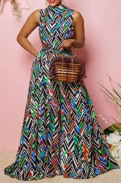 Striped Colorful Lace-Up Wide Leg Jumpsuit
