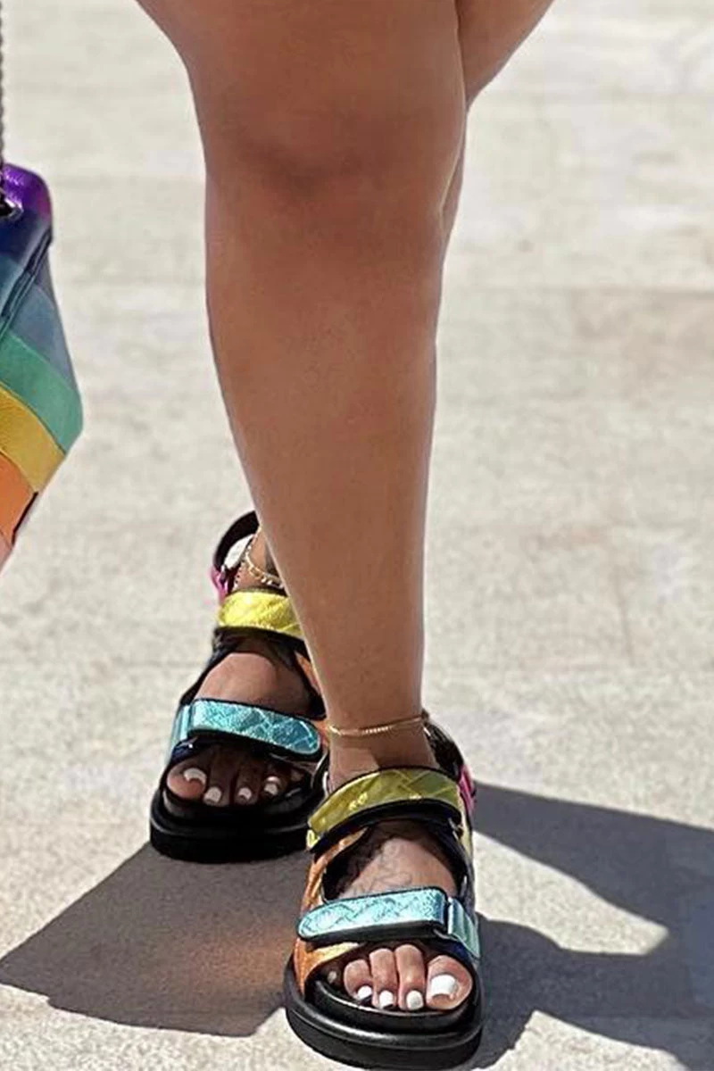 Color Block Patchwork On-trend Chunky Sandals - Image 2