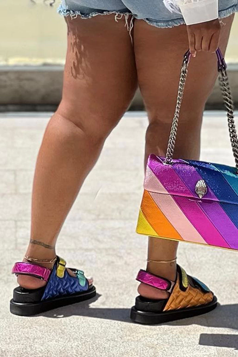 Color Block Patchwork On-trend Chunky Sandals - Image 3