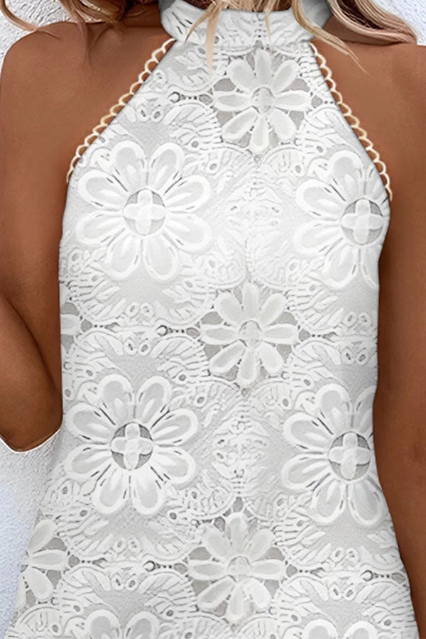 Lace Stunning Halter Collar Mini Dress - Image 3