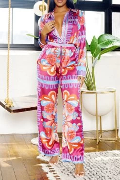 Tribal Print Patchwork Laid Back Pant Suit